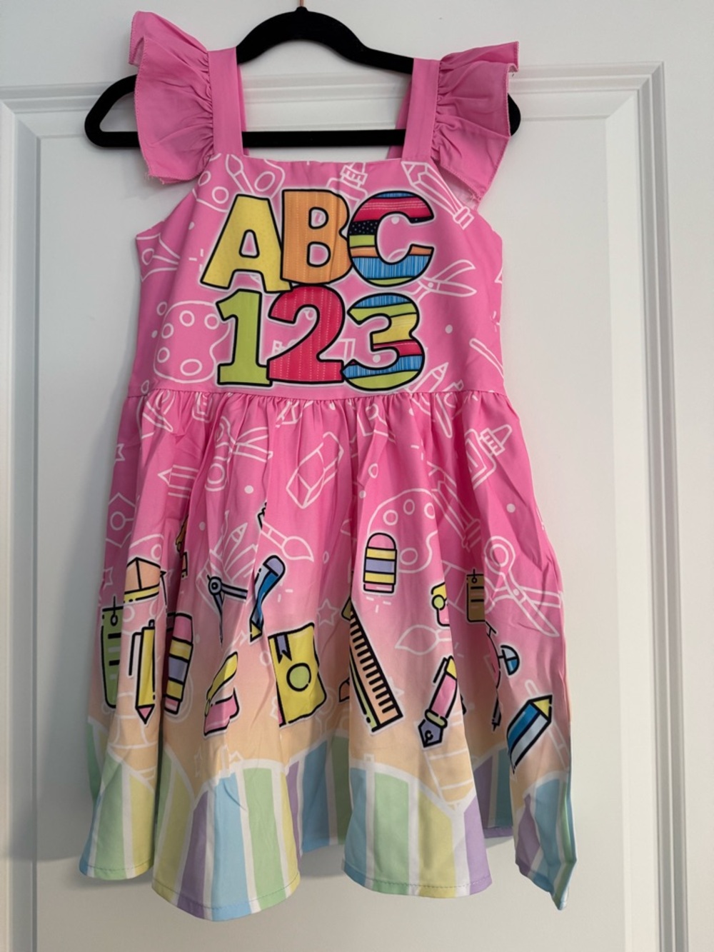 ABC 123 Pink Kids Dress with Ruffle Straps